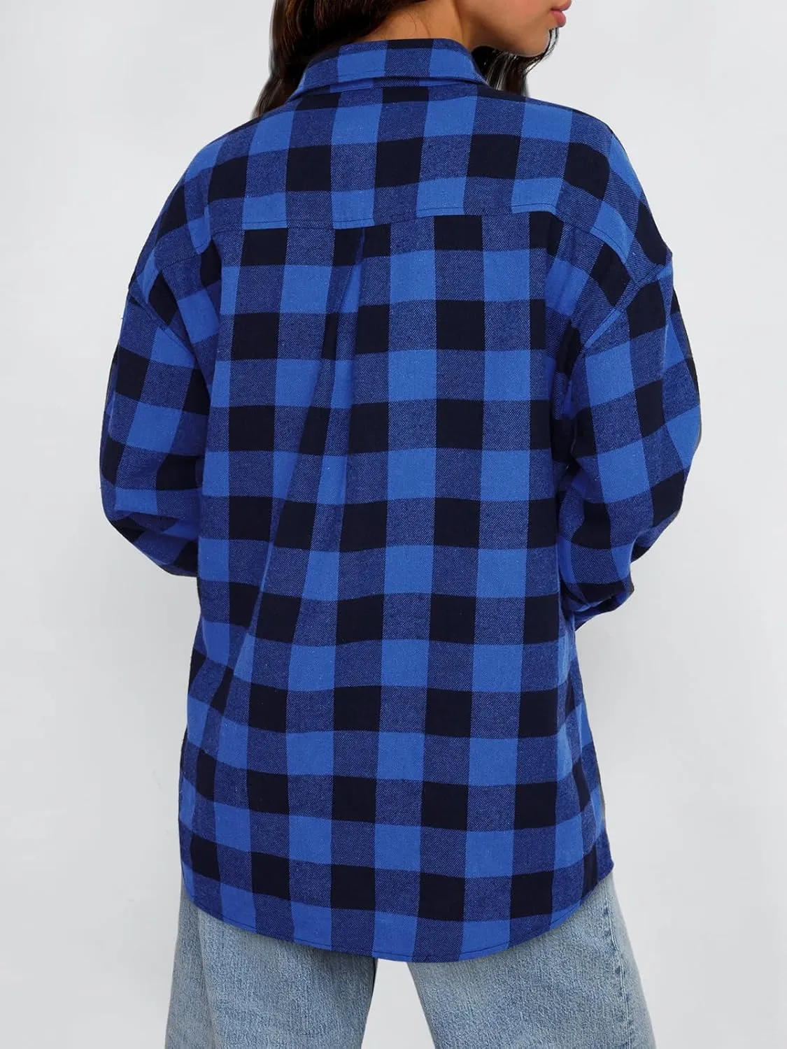 Trendy Queen Women Shackets Long Sleeve Flannel Shirts Button Down Blouse Plaid Tops Fall Outfits Fashion Winter Jackets 2025