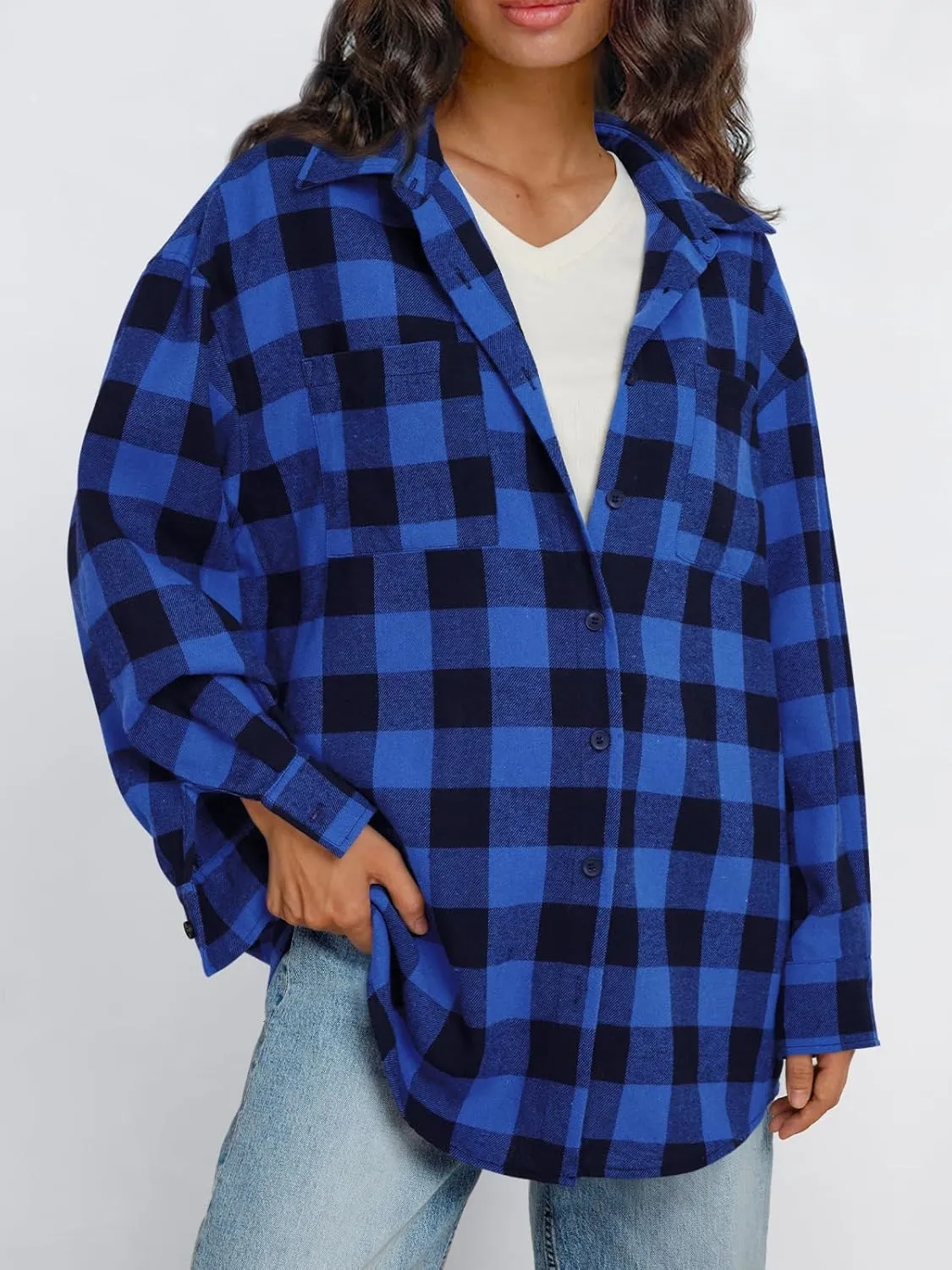 Trendy Queen Women Shackets Long Sleeve Flannel Shirts Button Down Blouse Plaid Tops Fall Outfits Fashion Winter Jackets 2025