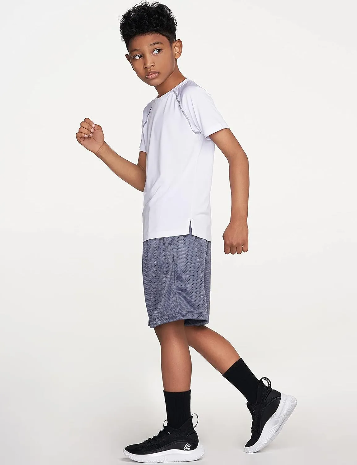 TSLA Kids Youth Running T-Shirts, Dry FIT Athletic Sports Short Sleeve Shirts