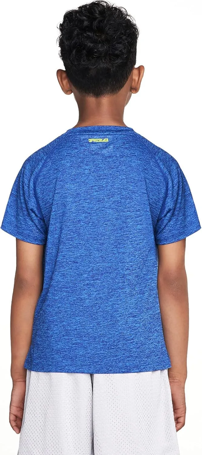 TSLA Kids Youth Running T-Shirts, Dry FIT Athletic Sports Short Sleeve Shirts
