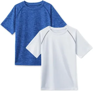 TSLA Kids Youth Running T-Shirts, Dry FIT Athletic Sports Short Sleeve Shirts
