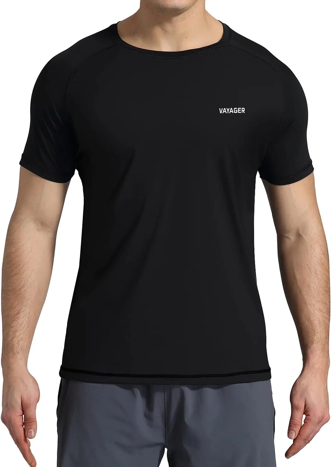 VAYAGER Men's Swim Shirts Rash Guard UPF 50  T Shirts Quick Dry Loose Fit Water Surfing Shirt