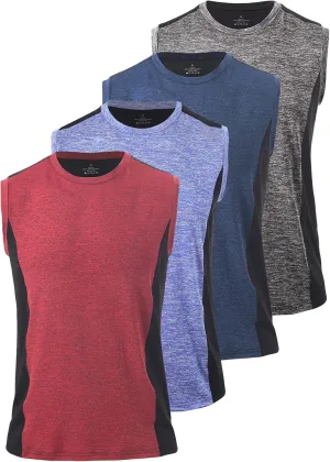 Vislivin Men's 4 Pack Tank Tops Sleeveless Workout Quick Dry Shirts Gym Muscle Shirts Athletic Bodybuilding Tee
