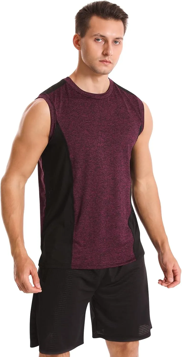 Vislivin Men's 4 Pack Tank Tops Sleeveless Workout Quick Dry Shirts Gym Muscle Shirts Athletic Bodybuilding Tee