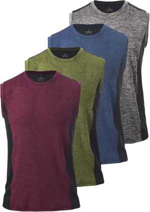 Vislivin Men's 4 Pack Tank Tops Sleeveless Workout Quick Dry Shirts Gym Muscle Shirts Athletic Bodybuilding Tee