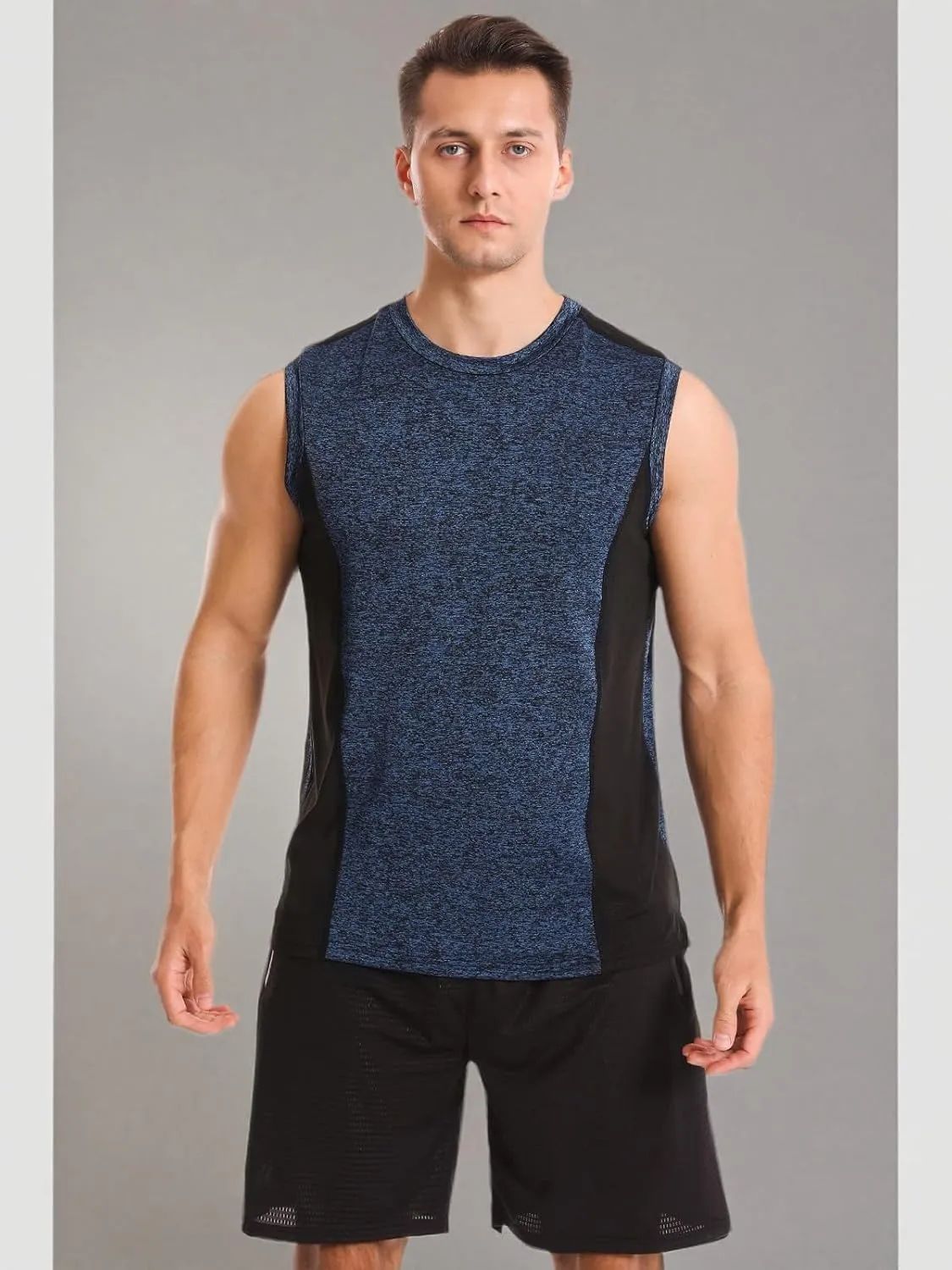Vislivin Men's 4 Pack Tank Tops Sleeveless Workout Quick Dry Shirts Gym Muscle Shirts Athletic Bodybuilding Tee