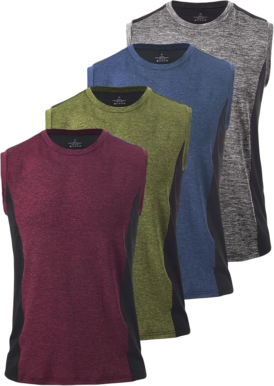 Vislivin Men's 4 Pack Tank Tops Sleeveless Workout Quick Dry Shirts Gym Muscle Shirts Athletic Bodybuilding Tee