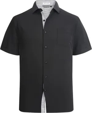 WARHORSEE Mens Dress Shirts Short Sleeve Performance 4-Way Stretch Wrinkle Free Casual Button Down Shirt