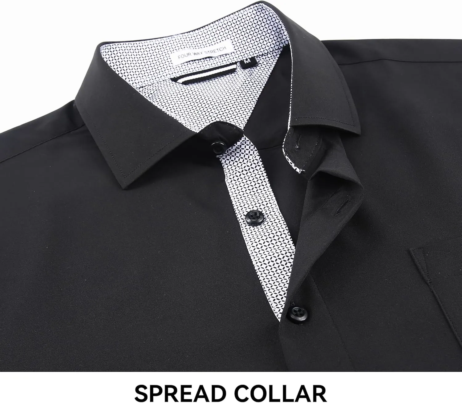 WARHORSEE Mens Dress Shirts Short Sleeve Performance 4-Way Stretch Wrinkle Free Casual Button Down Shirt