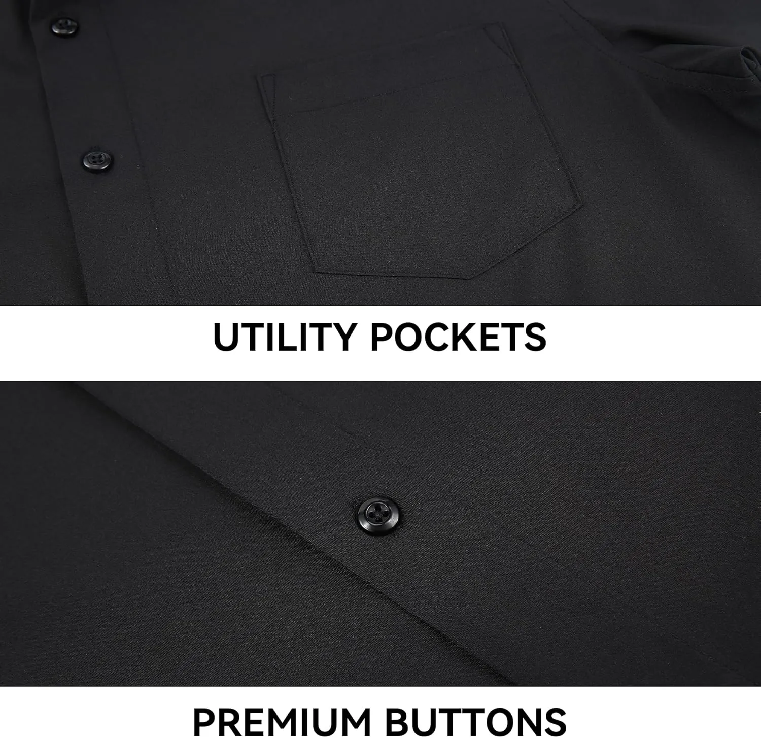 WARHORSEE Mens Dress Shirts Short Sleeve Performance 4-Way Stretch Wrinkle Free Casual Button Down Shirt