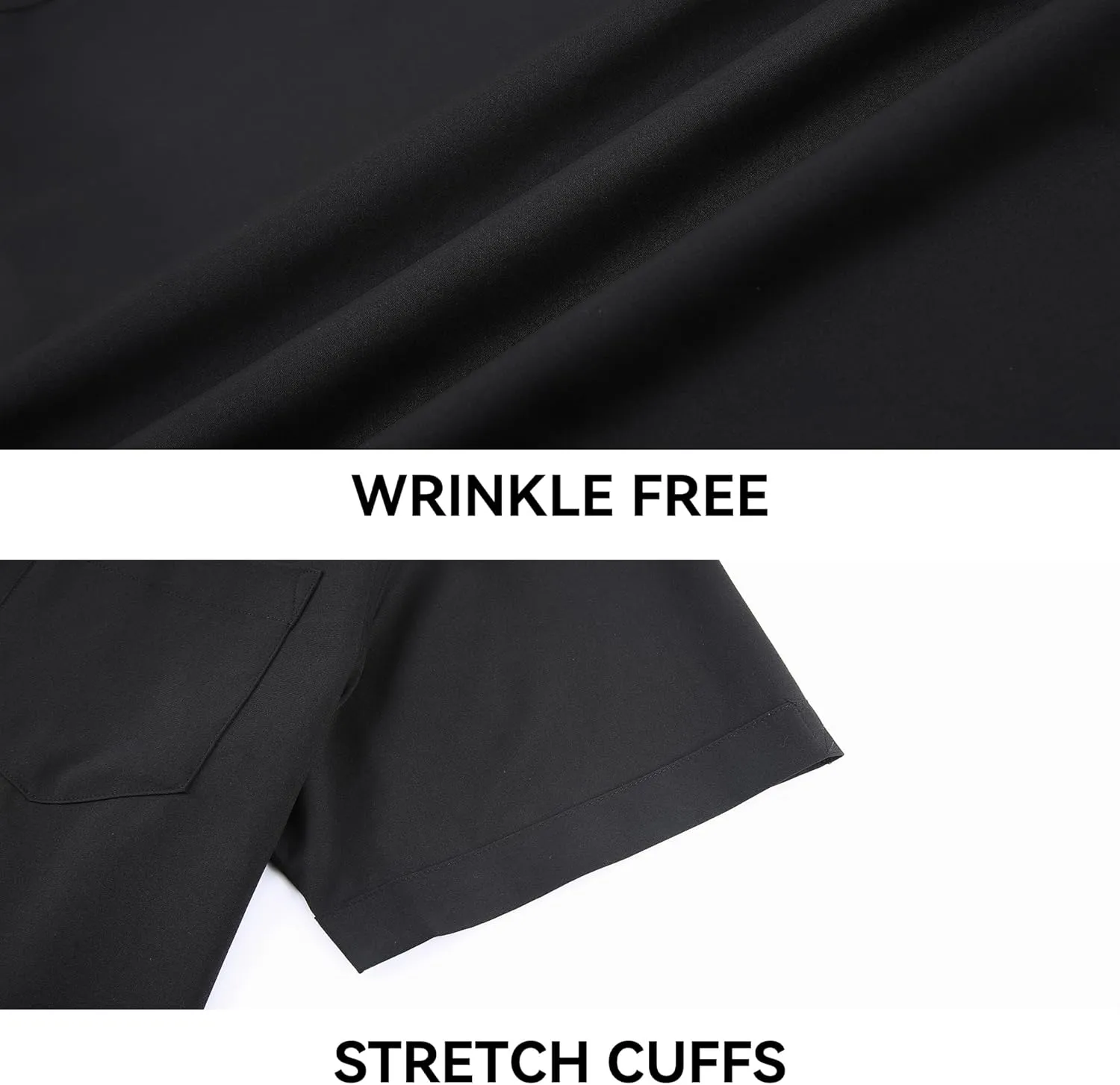 WARHORSEE Mens Dress Shirts Short Sleeve Performance 4-Way Stretch Wrinkle Free Casual Button Down Shirt