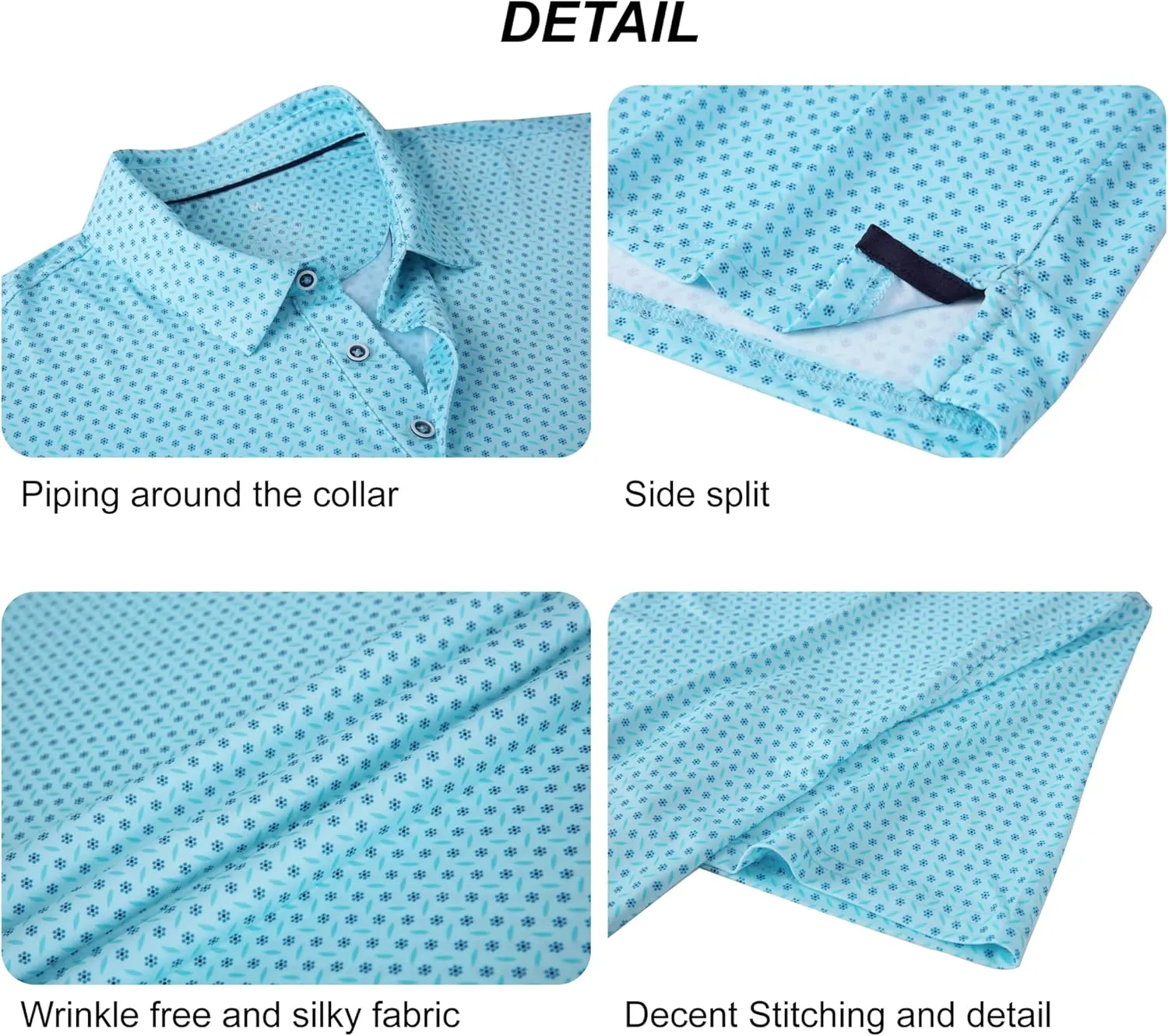 WARHORSEE Mens Golf Polo Shirts Short Sleeve Quick Dry, Performance Stretchy Casual Polo Shirts for Men