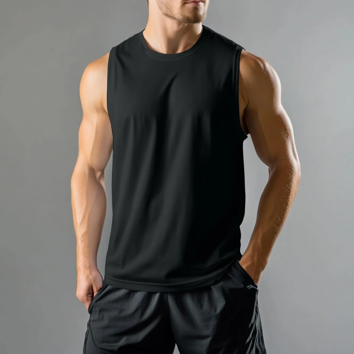 Weighted Vest Men 2025 Workout Tank Tops Quick Dry Sleeveless Muscle Tee Shirts for Athletic Gym Running Swim Beach Training