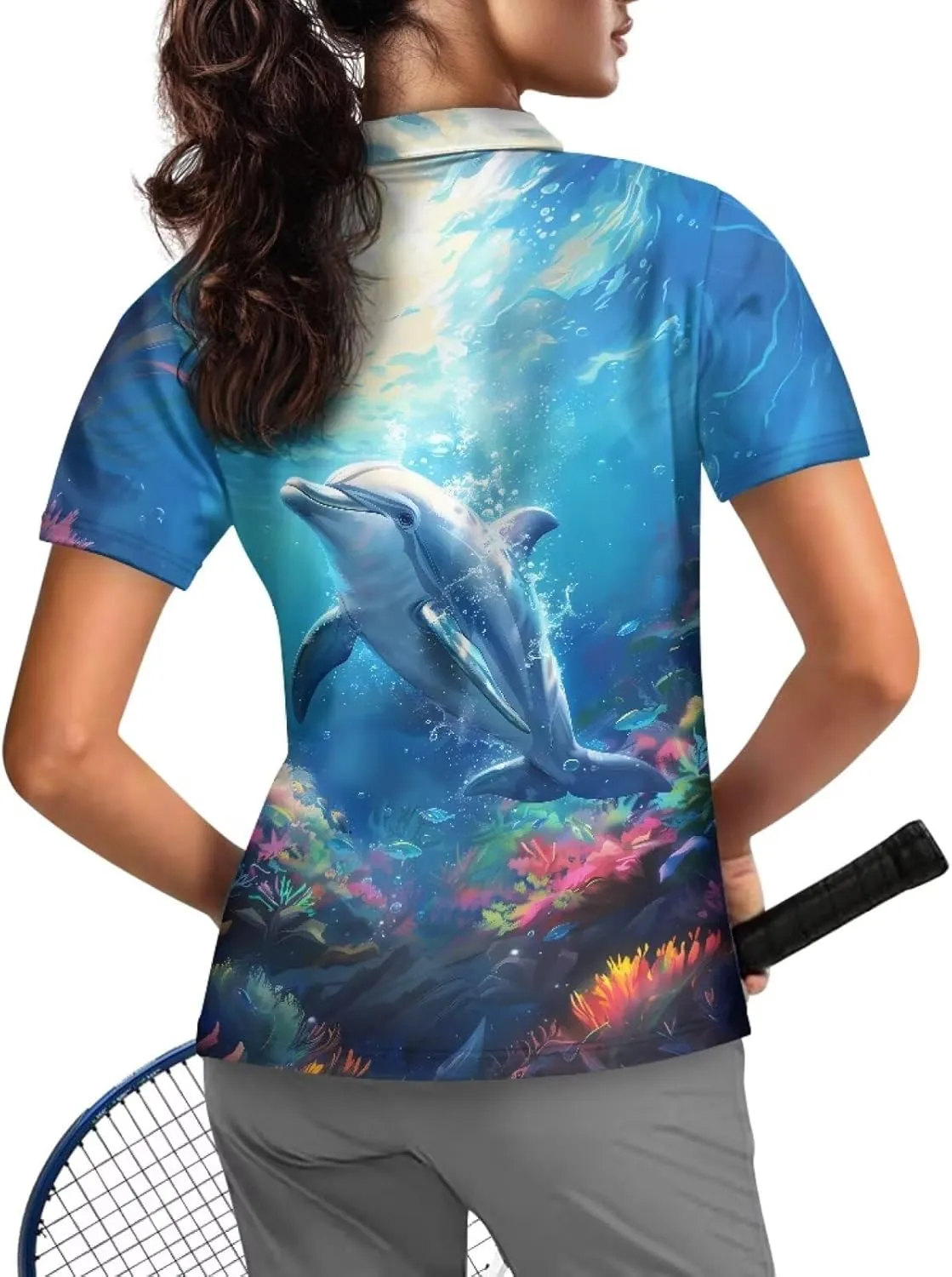 WELLFLYHOM Golf Shirts Short Sleeve Tennis Tops for Women Golf Top 1/4 Zip Workout Sport T-Shirt