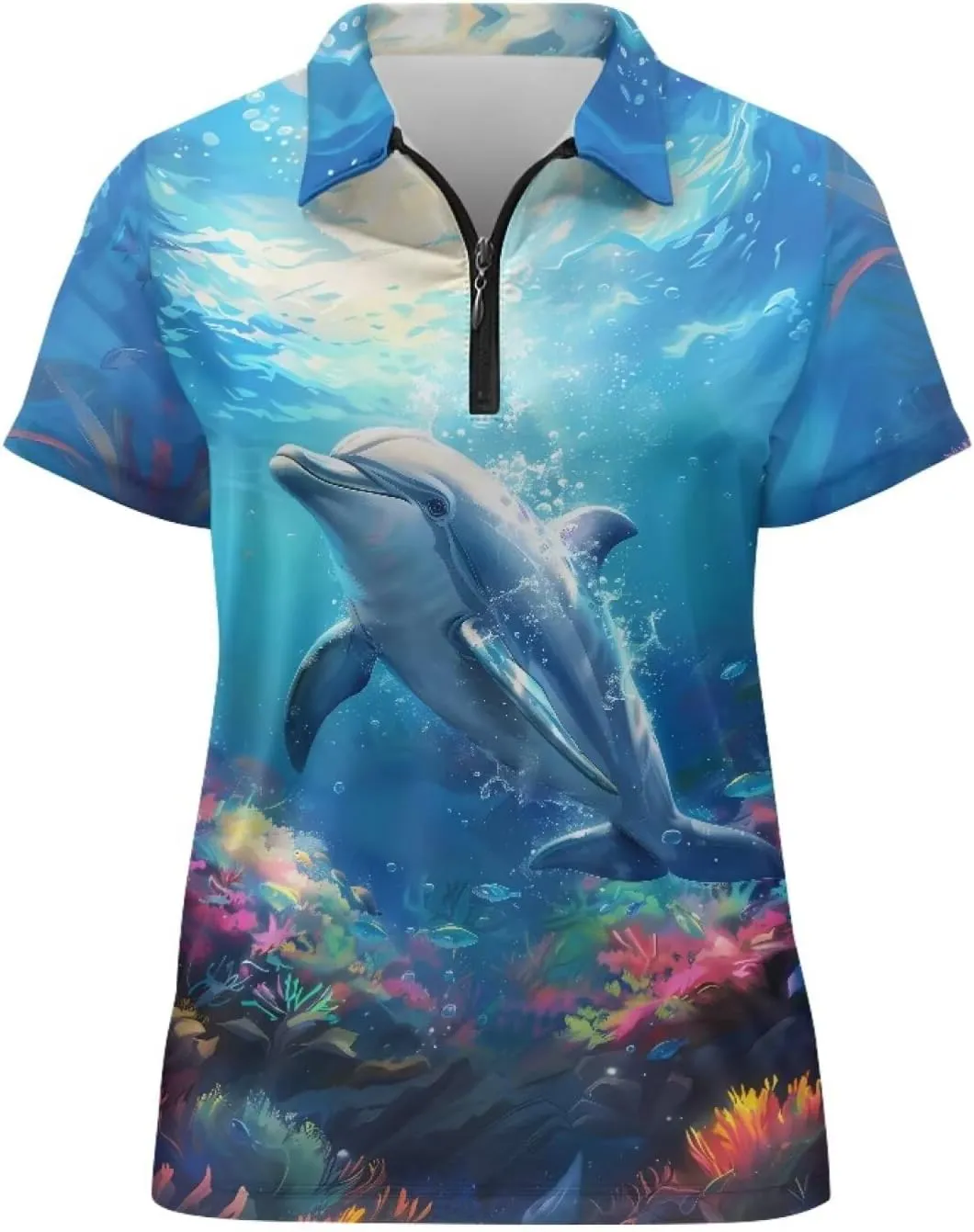 WELLFLYHOM Golf Shirts Short Sleeve Tennis Tops for Women Golf Top 1/4 Zip Workout Sport T-Shirt