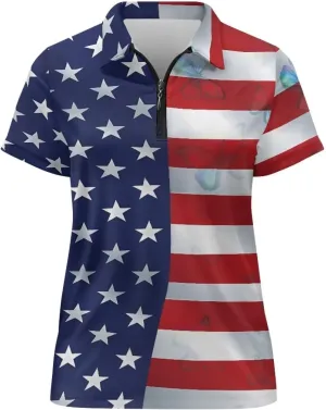 WELLFLYHOM Golf Shirts Short Sleeve Tennis Tops for Women Golf Top 1/4 Zip Workout Sport T-Shirt