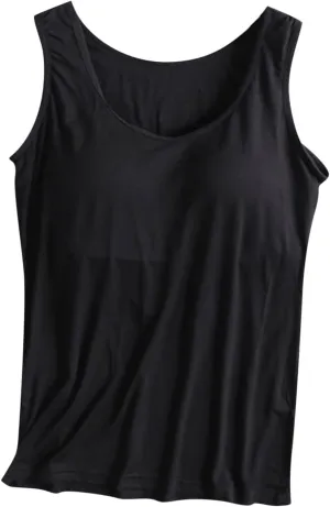 Women Tank Top with Built-in Padded Bra 2025 Basic Camisole Stretch Casual Tanks Scoop Neck Workout Athletic Shirt