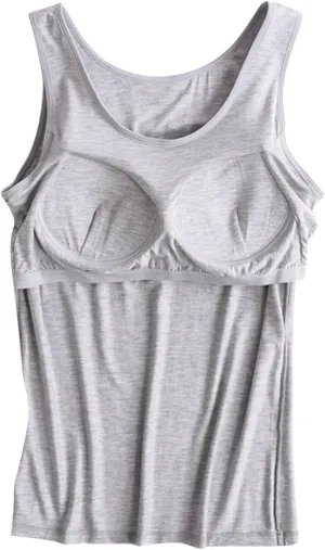 Women Tank Top with Built-in Padded Bra 2025 Basic Camisole Stretch Casual Tanks Scoop Neck Workout Athletic Shirt