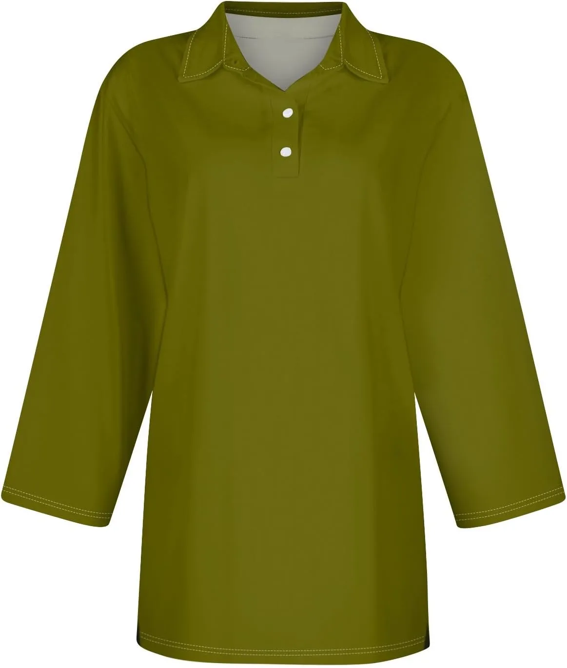 Womens 3/4 Sleeve Polo Shirts 2024 Fall Dressy Button Down Collared Blouses Solid Tunic Tops for Work Golf