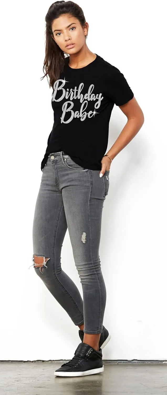 Womens Birthday Shirts Bedazzled - Real Rhinestone Birthday Tees - Birthday Gifts for Women