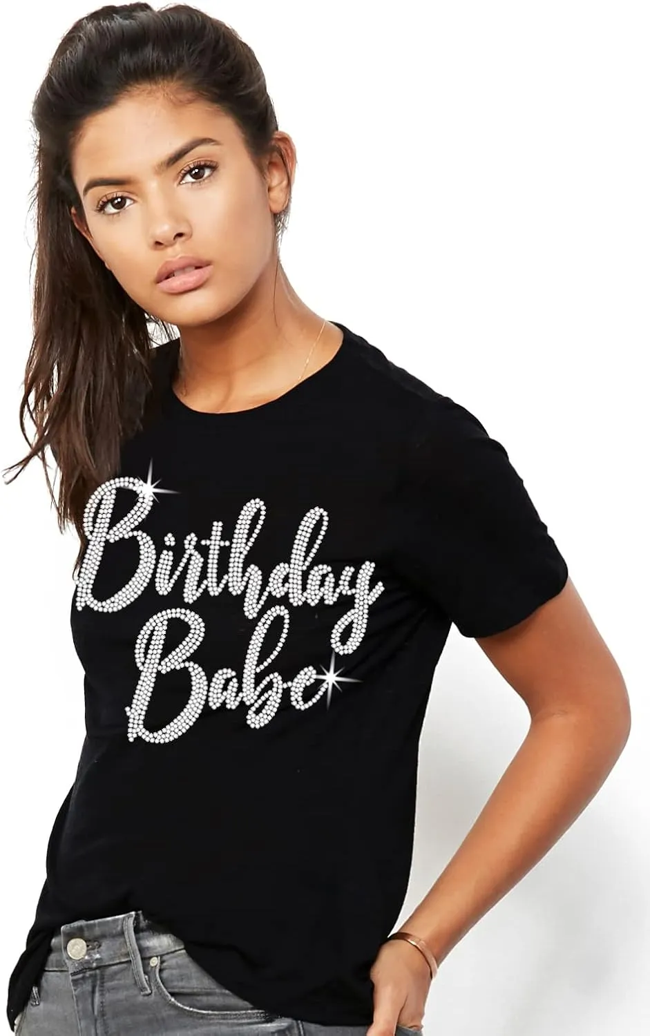 Womens Birthday Shirts Bedazzled - Real Rhinestone Birthday Tees - Birthday Gifts for Women