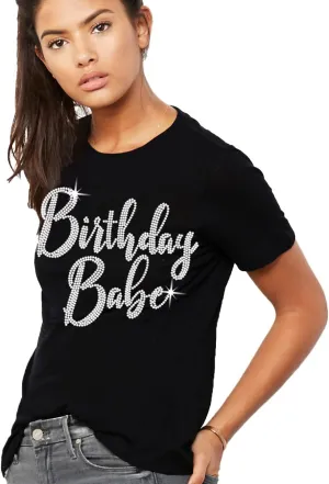 Womens Birthday Shirts Bedazzled - Real Rhinestone Birthday Tees - Birthday Gifts for Women