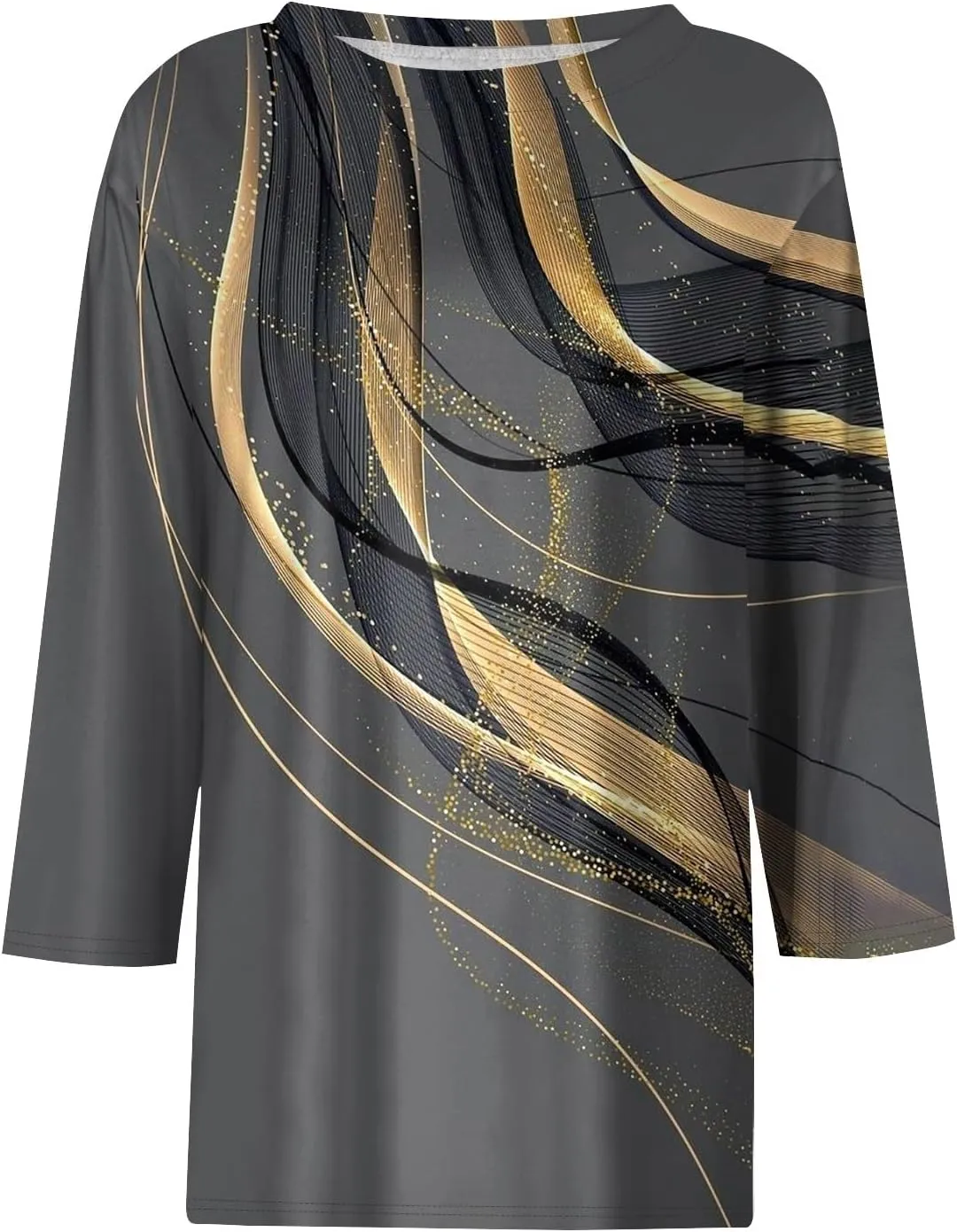 Women's Casual Crew-Neck 3/4 Sleeve Floral Print Loose Blouse Top for Spring Summer Fashion Outfit 2025