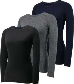 Womens Compression Shirts Long Sleeve Quick Dry Workout Running Yoga Shirts for Women Athletic Tops