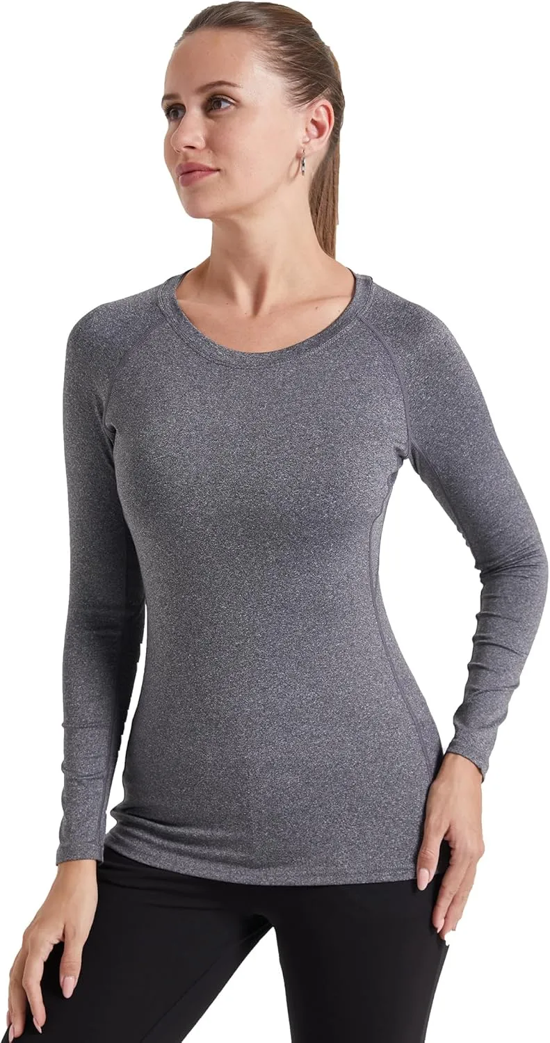 Womens Compression Shirts Long Sleeve Quick Dry Workout Running Yoga Shirts for Women Athletic Tops
