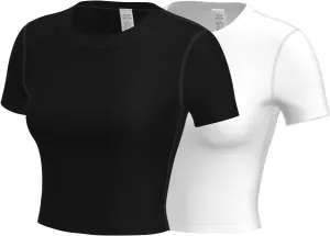 Womens Compression Shirts Shorts Sleeve Quick Dry Yoga Workout Shirts for Women Crew Neck Tops for Running Sports