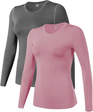Women's Dry Fit Athletic Compression Shirt Long Sleeve Workout Base Layer T Shirt Tops Sports Gear