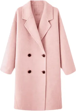 Women's Elegant Double-Breasted Pea Coats Lapel Collar Trench Coat Winter Long Overcoat Outerwear