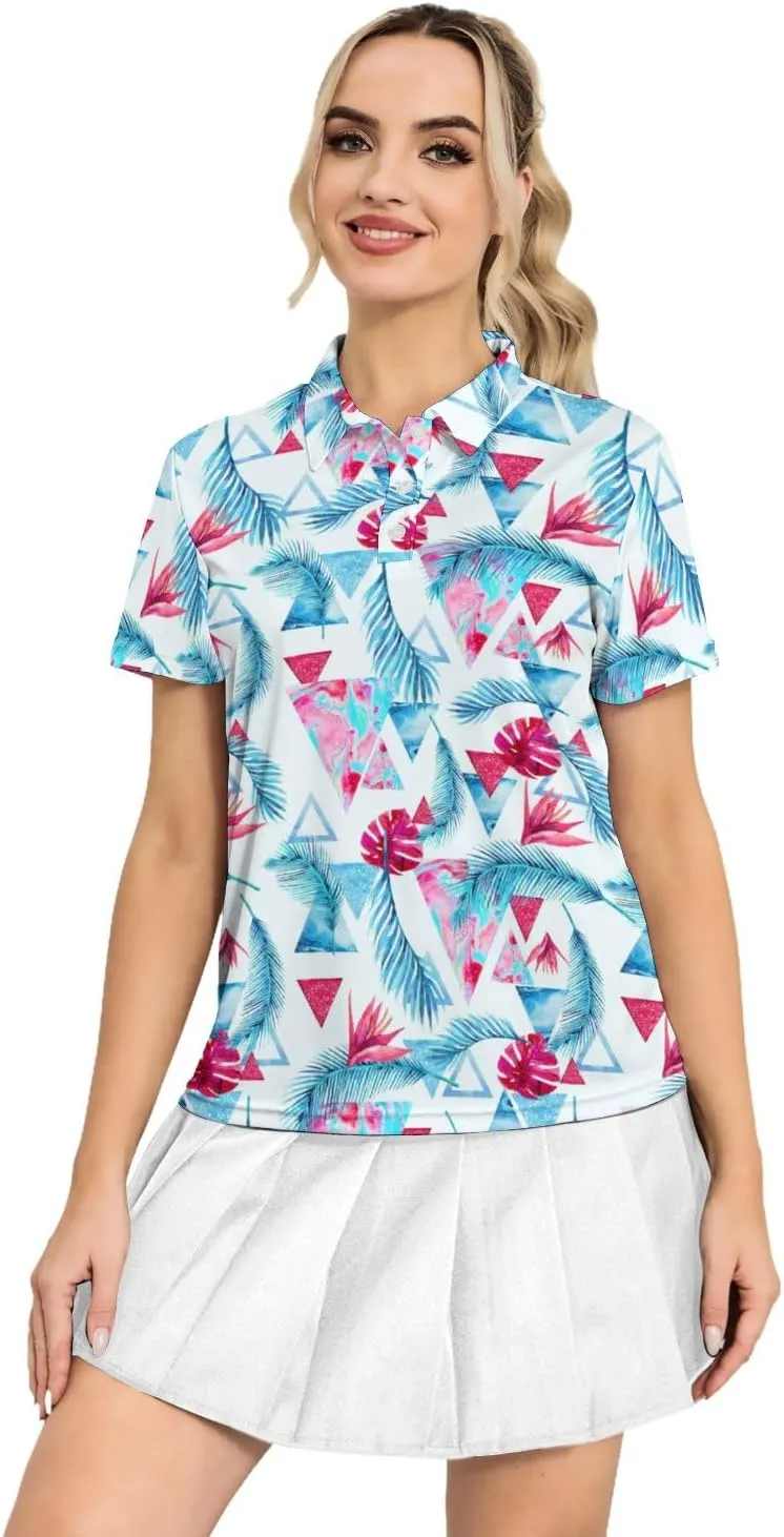 Women's Golf Polo Shirts Funny Short Sleeve Polo Shirts Quick Dry Tennis Tops Collared Golf Outfits Lightweight Workout Tops