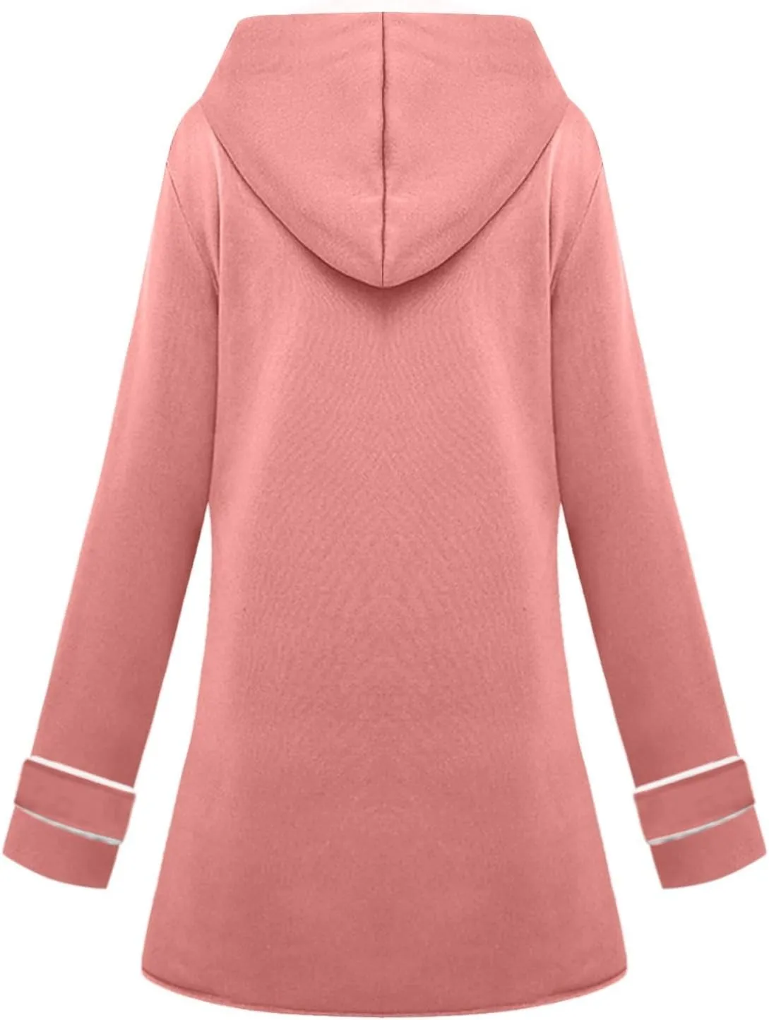 Women's Long Sleeve Winter Coat Warm Shaggy Down Hooded Button Down Coat Jacket