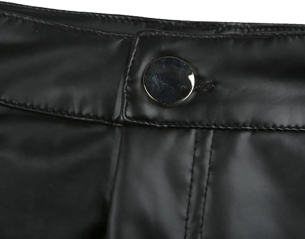 Womens Motorcycle Riding Stretchy Faux Leather Leggings Pants Sexy Black High Waisted Butt Lift Tights