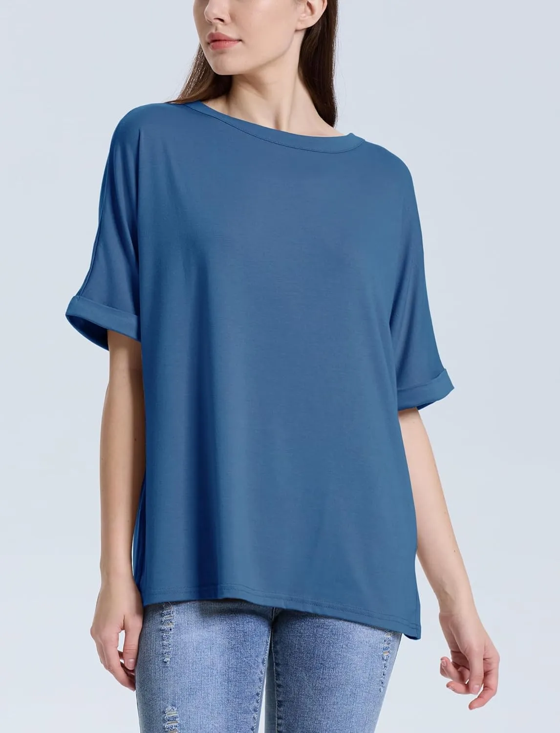 Women's Oversized T Shirts Short Sleeve Crewneck Summer Tops Casual Loose Basic Tee Shirts