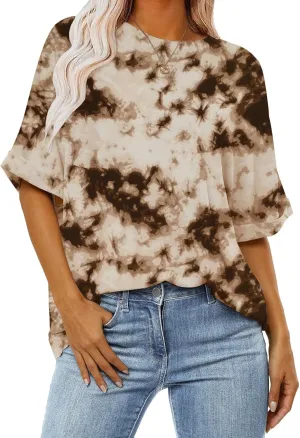 Women's Oversized T Shirts Short Sleeve Crewneck Summer Tops Casual Loose Basic Tee Shirts