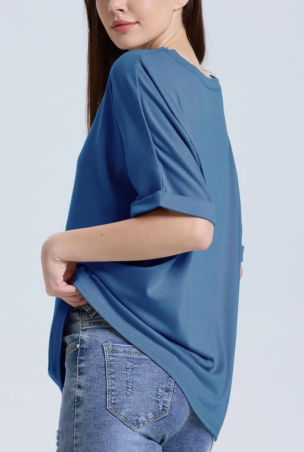 Women's Oversized T Shirts Short Sleeve Crewneck Summer Tops Casual Loose Basic Tee Shirts