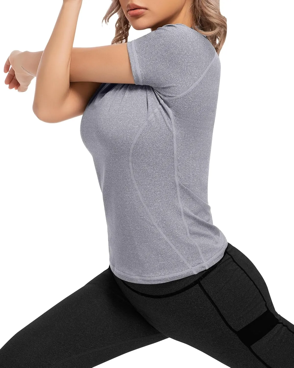 Women's Short Sleeve Compression Shirts Athletic T-Shirts Workout Tops for Gym Yoga Running