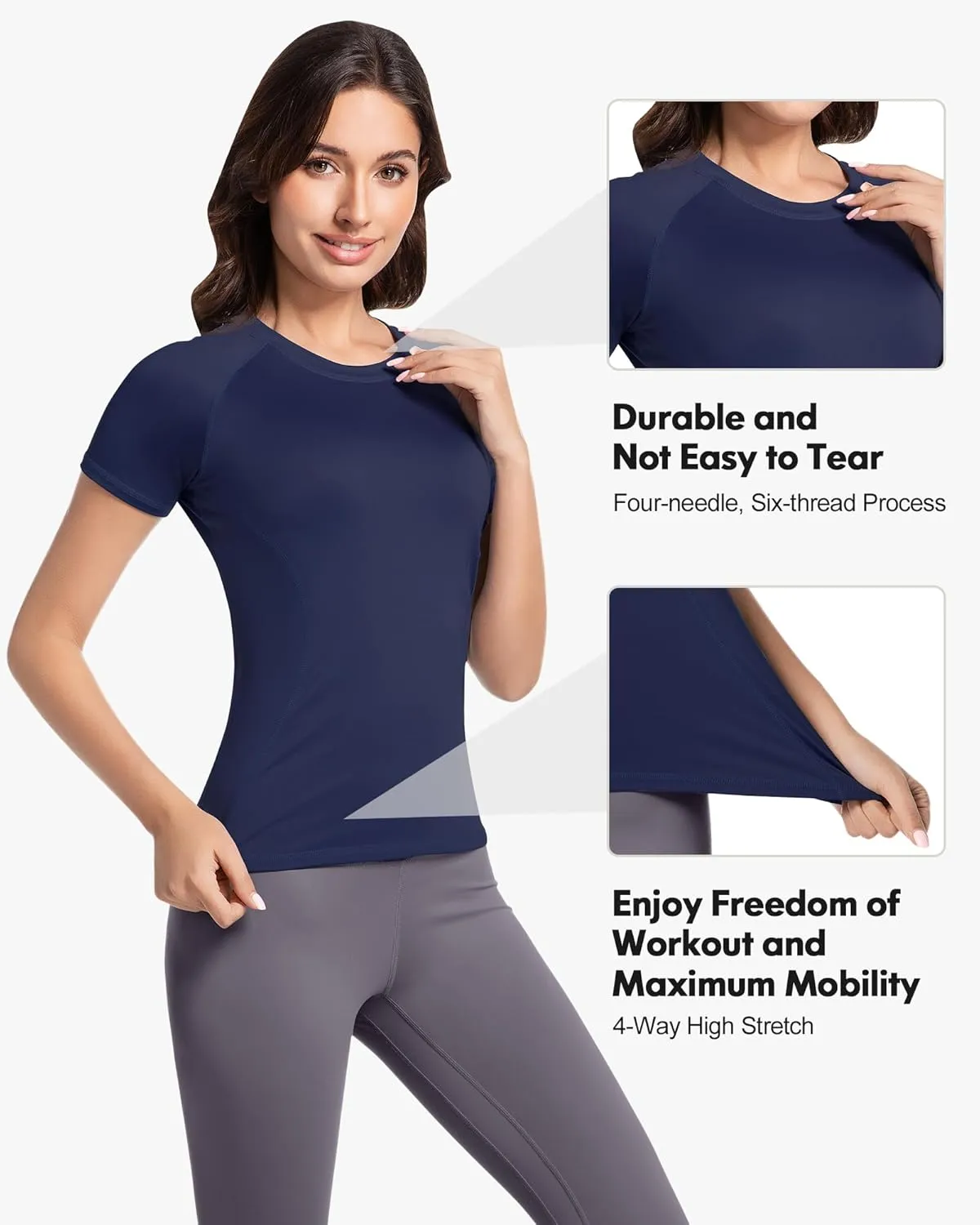 Women's Short Sleeve Compression Shirts Athletic T-Shirts Workout Tops for Gym Yoga Running