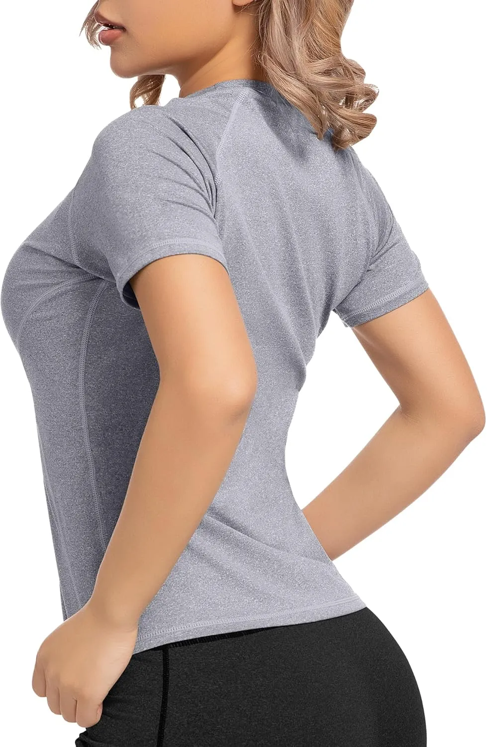 Women's Short Sleeve Compression Shirts Athletic T-Shirts Workout Tops for Gym Yoga Running
