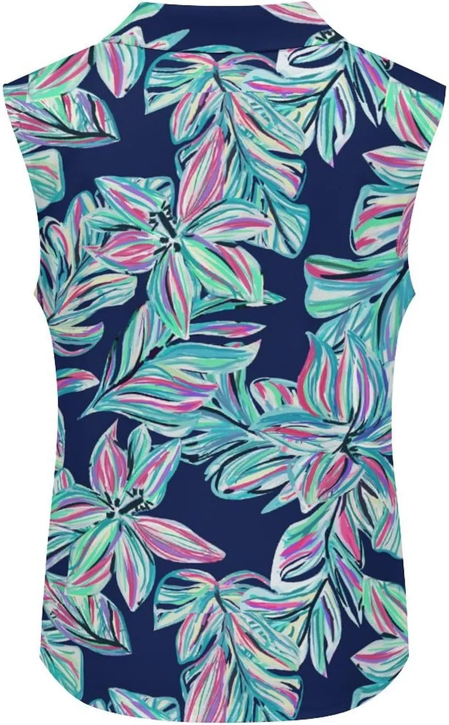 Womens Sleeveless Golf Shirt Polo Shirts for Women Moisture Wicking Athletic Golf Tank Top Printed Polo Tennis Shirts