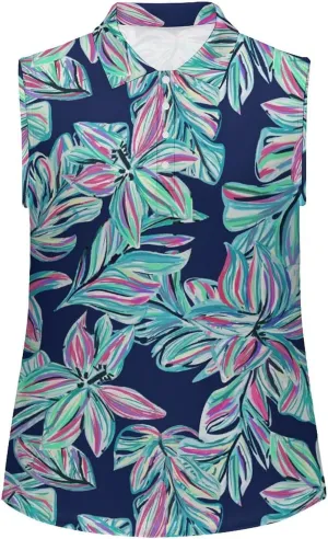 Womens Sleeveless Golf Shirt Polo Shirts for Women Moisture Wicking Athletic Golf Tank Top Printed Polo Tennis Shirts