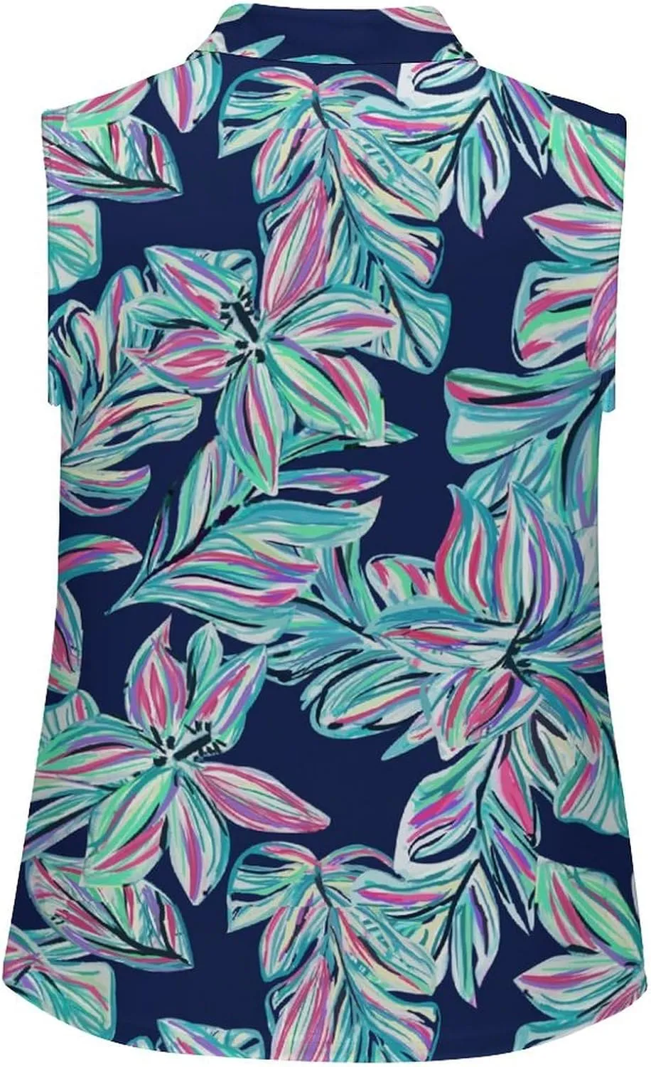 Womens Sleeveless Golf Shirt Polo Shirts for Women Moisture Wicking Athletic Golf Tank Top Printed Polo Tennis Shirts