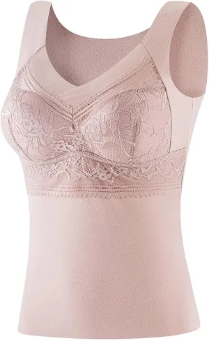 Womens Sleeveless Thermal Tank Tops Comfy Lace Warm Camisole Basic Thin Comfy Underwear Fall Baselayer V Neck Vest