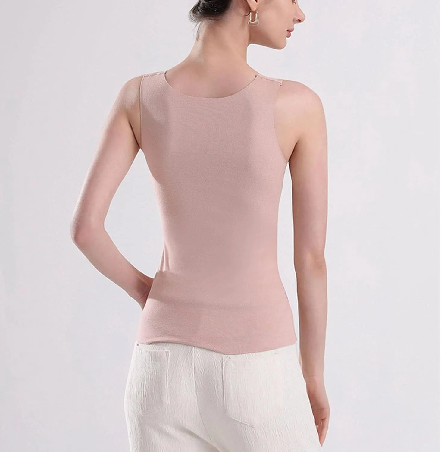 Womens Sleeveless Thermal Tank Tops Comfy Lace Warm Camisole Basic Thin Comfy Underwear Fall Baselayer V Neck Vest