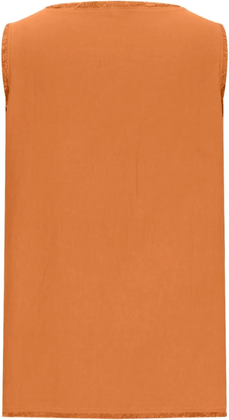 Womens Sleeveless V Neck Cotton Linen Tank Tops 2025 Summer Tank Shirts Solid Color Raw Edge Hem Camisoles Tees