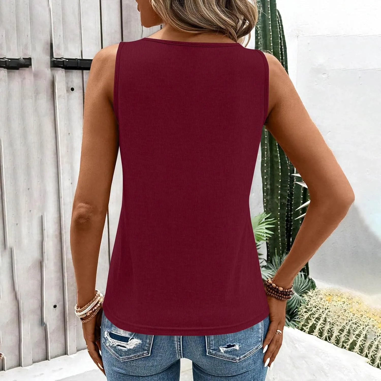 Womens Summer Tank Tops 2025 Cut Out Ring Keyhole Neck Sleeveless Cute Basic Tee Shirts Trendy Beach Vacation Clothes