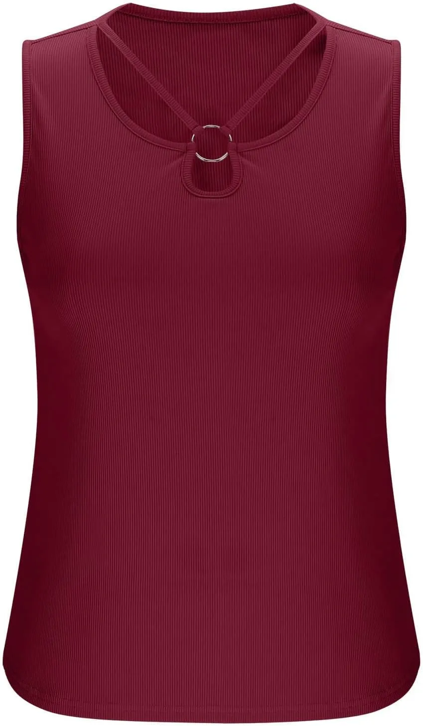 Womens Summer Tank Tops 2025 Cut Out Ring Keyhole Neck Sleeveless Cute Basic Tee Shirts Trendy Beach Vacation Clothes