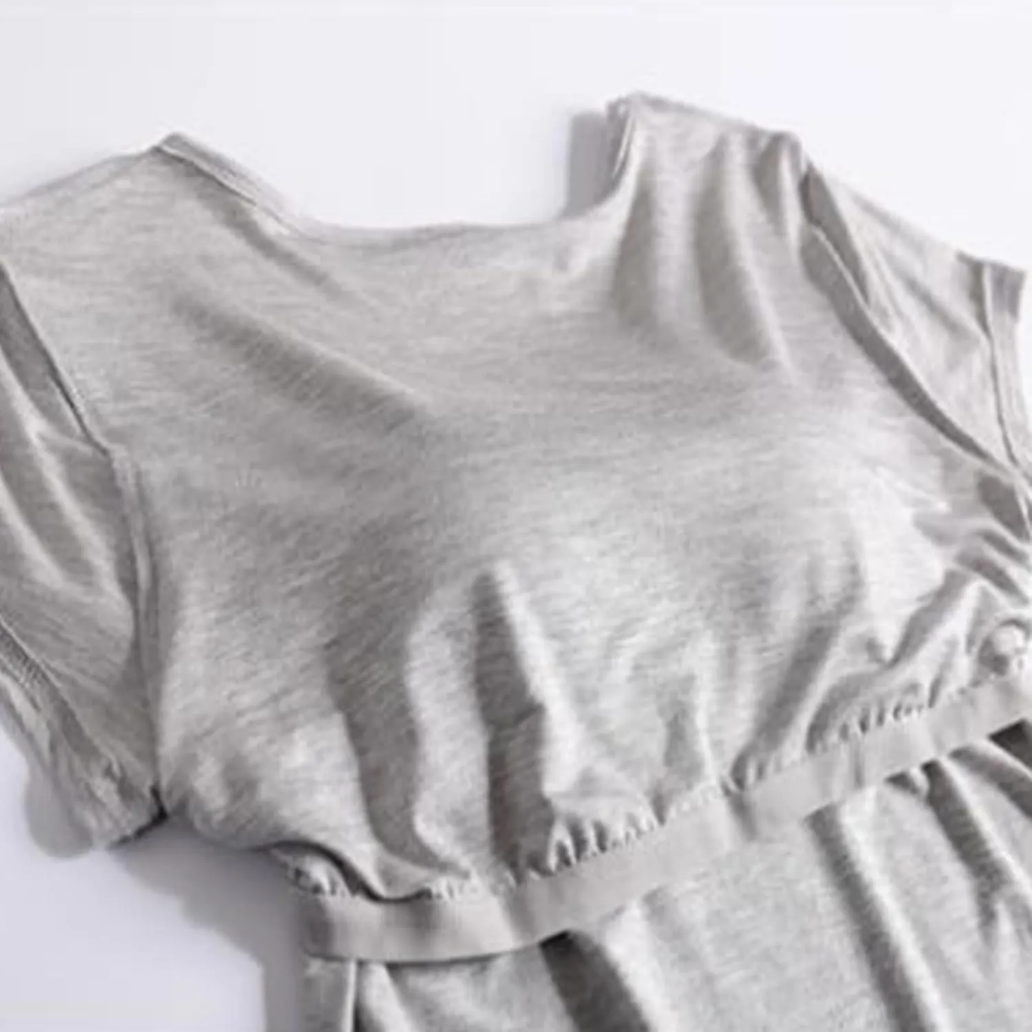 Womens Tops 2025 Summer Casual Short Sleeve T Shirts with Built in Bra Plus Size Basic Solid Yoga Athletic Tees Shirts